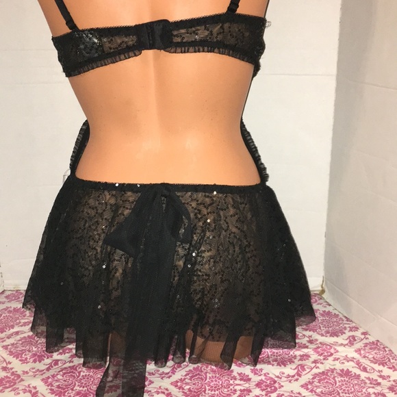 Cinema Marabou Negligee Nightie teddy Bustier Gown - Picture 9 of 10